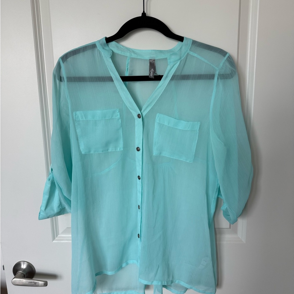 Vanity Blue Buttoned Relaxed Blouse
